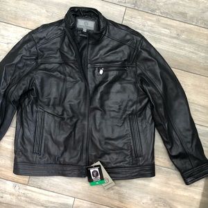Boston Harbor leather bomber jacket